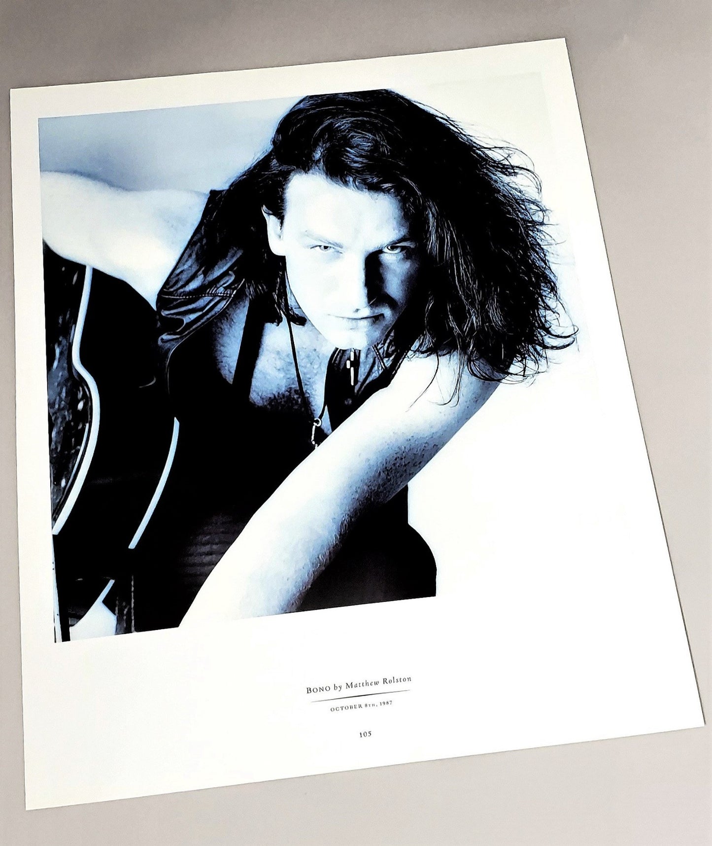 Vintage photograph page of Bono photographed by Matthew Rolston in 1984