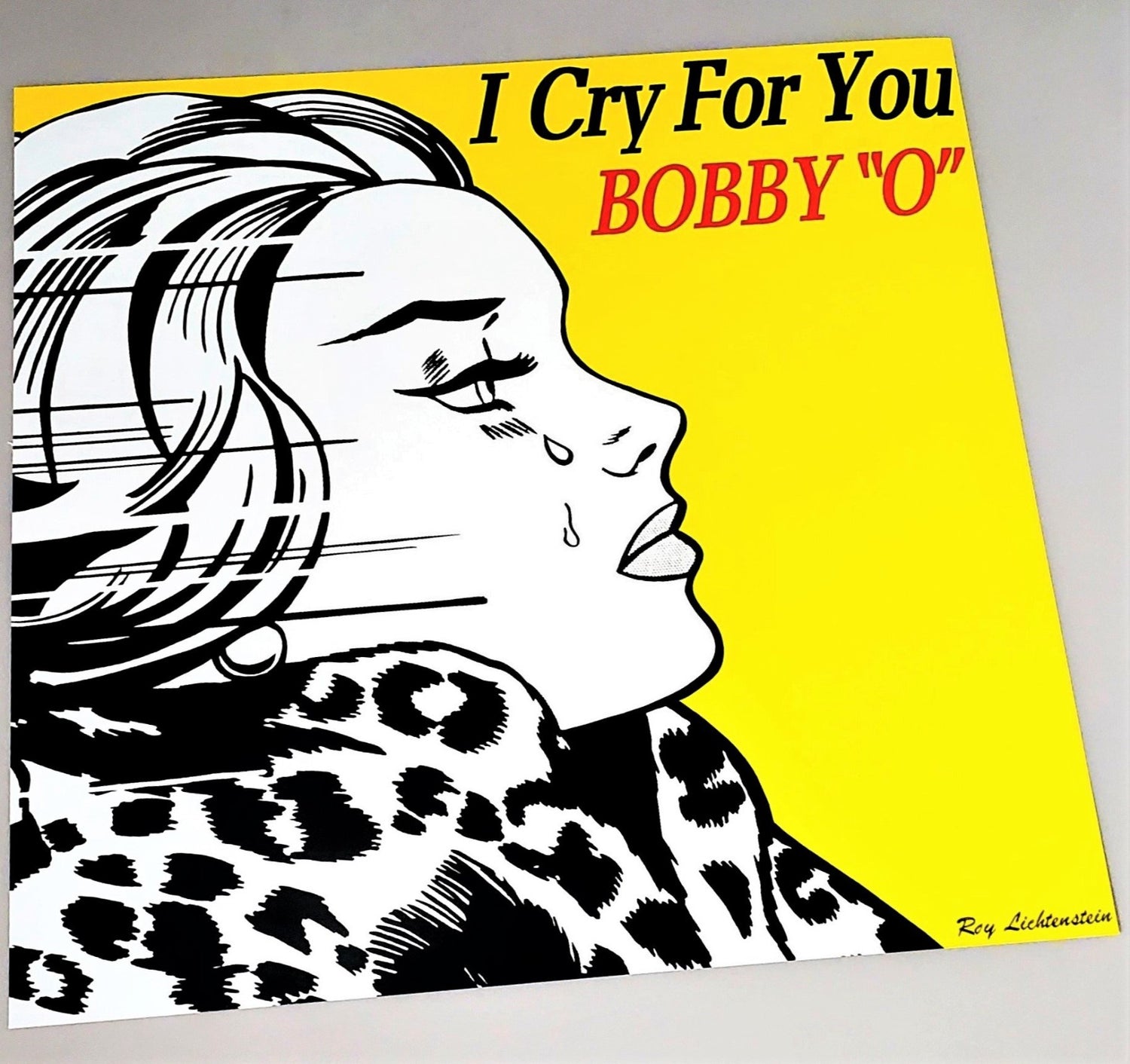 Bobby "O" cover art page of I Cry For You 12" featured in 2017 Art by Roy Lichtenstein Record Covers 