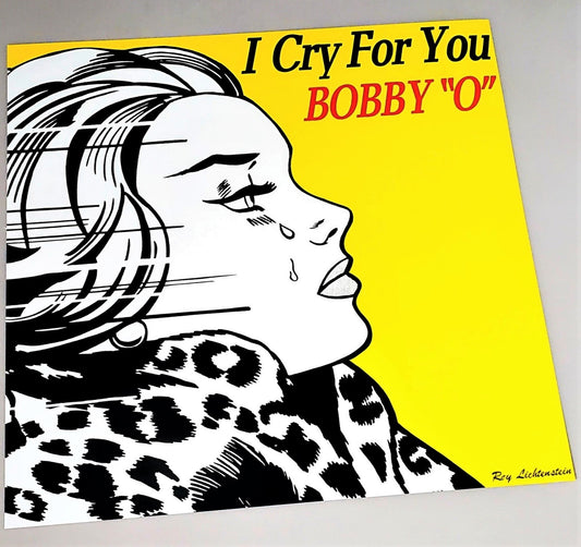 Bobby "O" cover art page of I Cry For You 12" featured in 2017 Art by Roy Lichtenstein Record Covers 