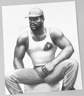 Tom Of Finland Black Male Sketch For Sale in AREA51GALLERY New Orleans 