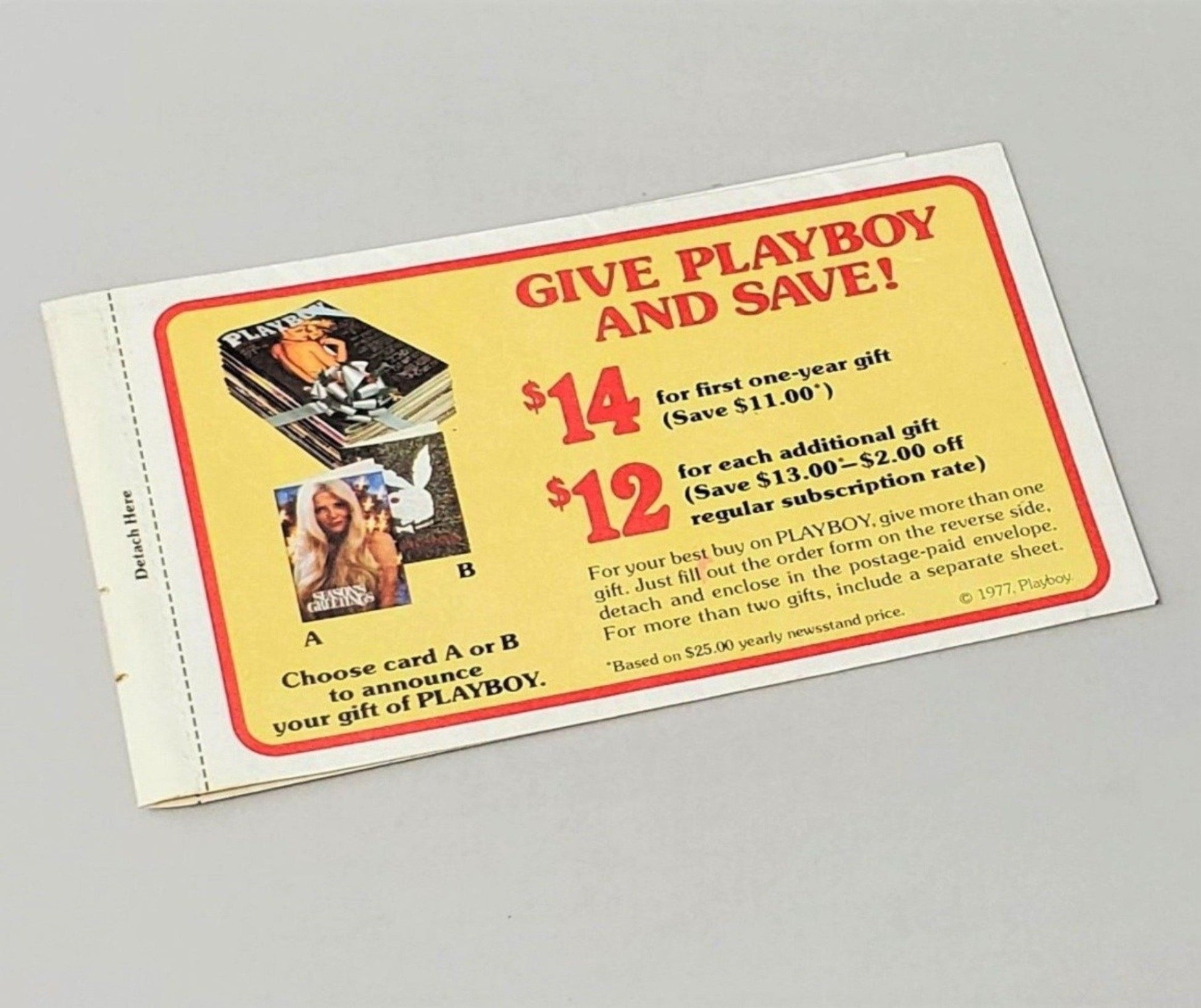 Original 1978 Playboy subscription envelope  sold by area51gallery