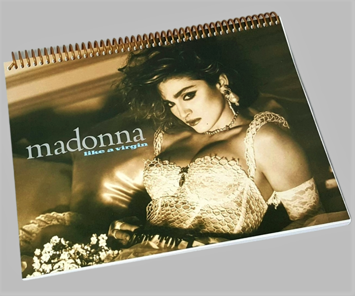 Authentic Madonna: Like A Virgin 2016 (originally released in 1984} album cover reintroduced as functional spiral notebook 