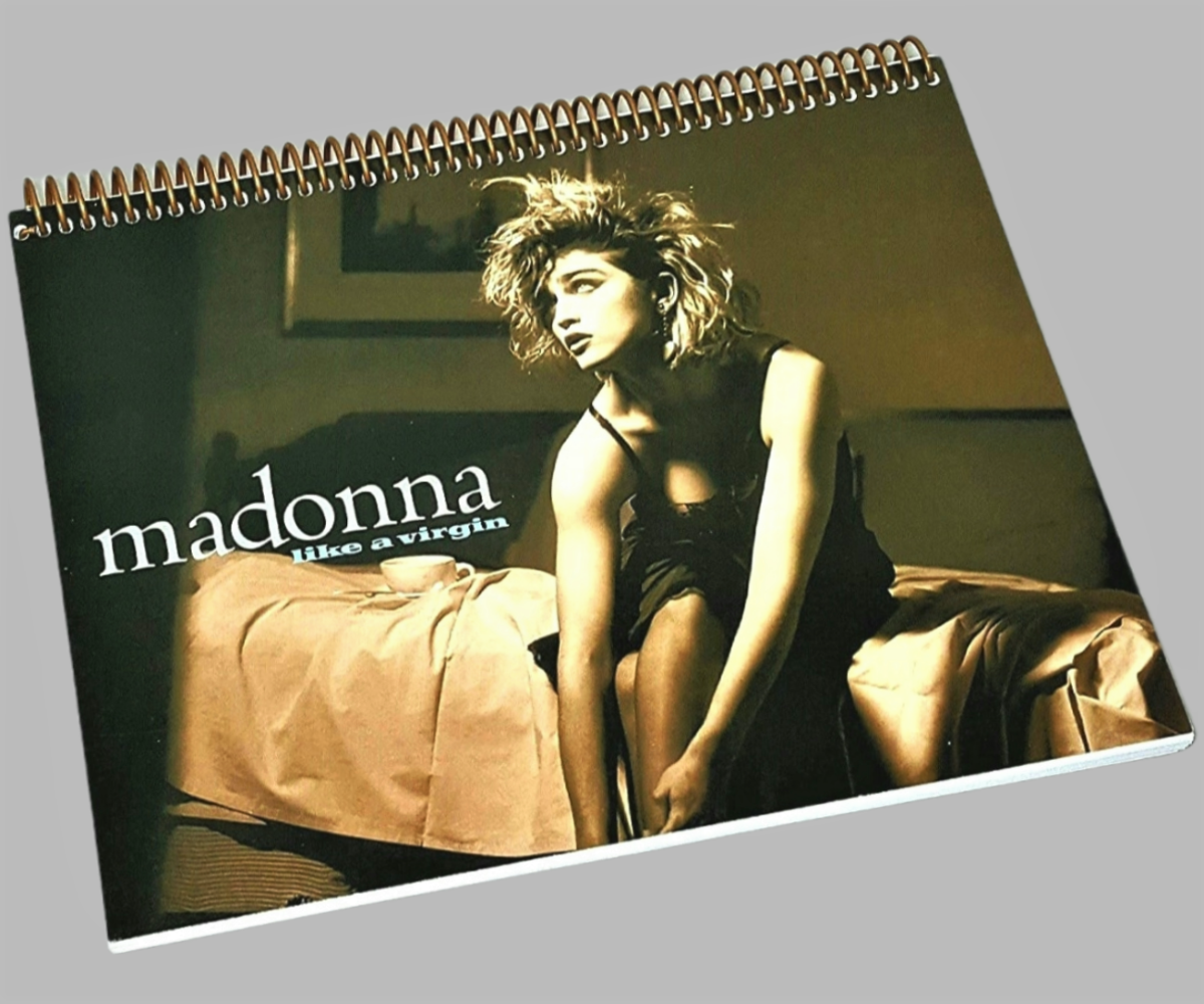 Authentic Madonna: Like A Virgin 2016 (originally released in 1984} album cover reintroduced as functional spiral notebook
