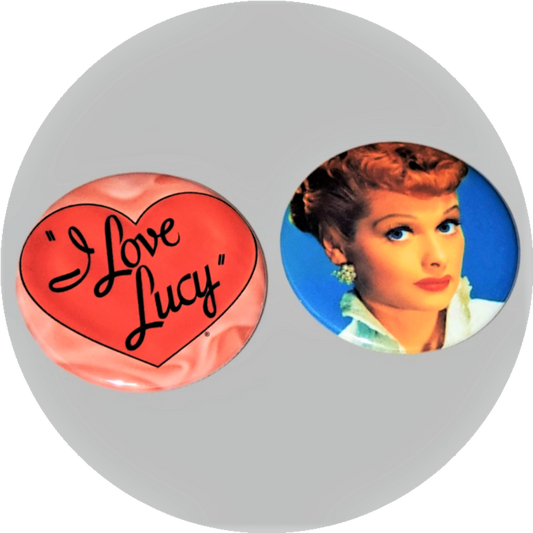 I Love Lucy heart logo handcrafted 2PC 2.2" round handcrafted magnets available in area51gallery
