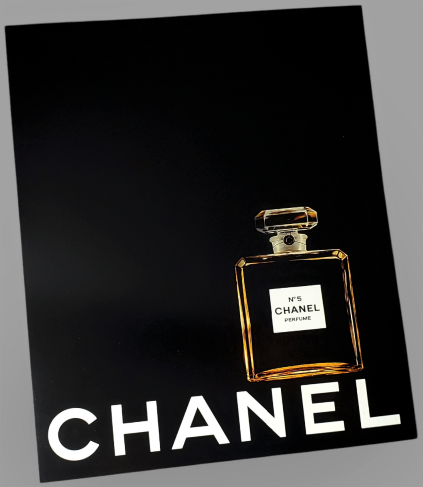 Black modern Chanel No 5 Wall Art Print Available In AREA51GALLERY New Orleans