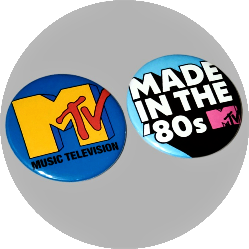 Made In The 80's MTV logo handcrafted 2PC 2.25" round magnet set