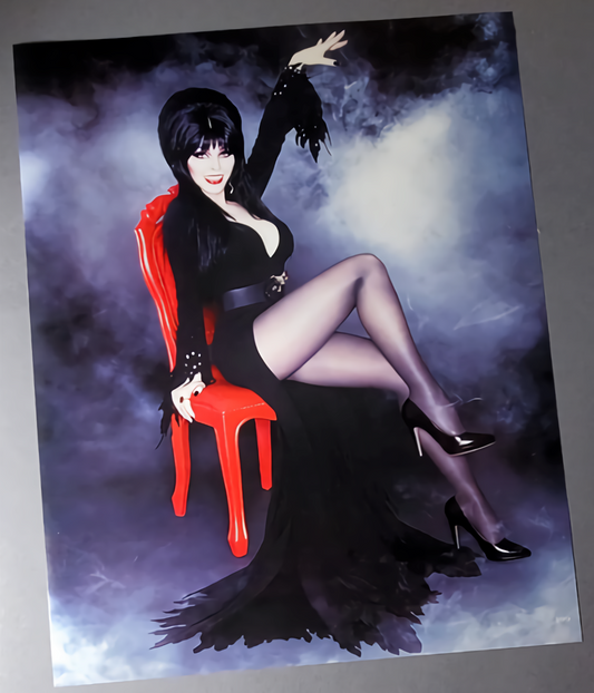 Authentic Elvira Mistress Of The Dark Red Chair Poster Available In AREA51GALLERY New Orleans 