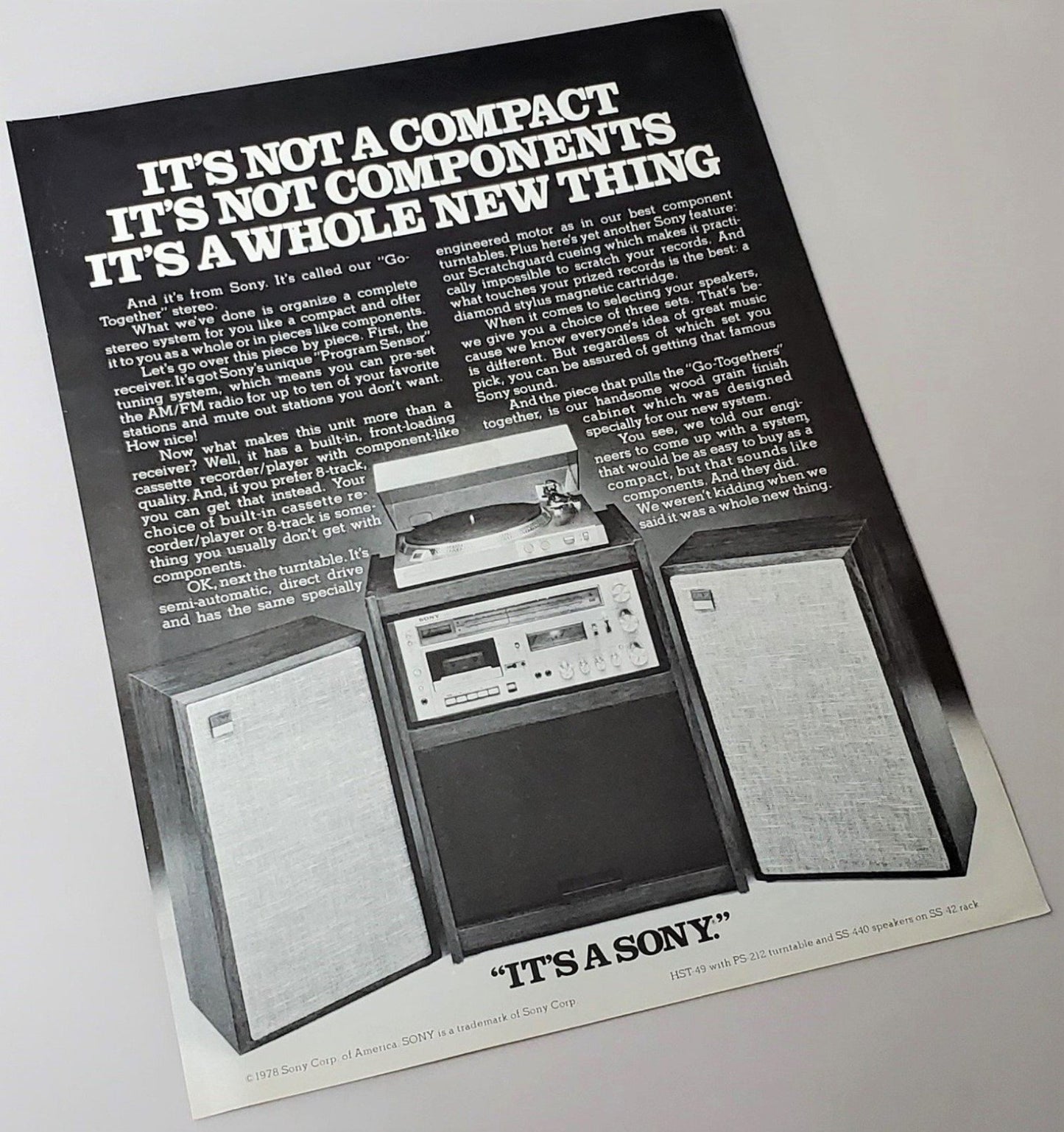 Original 1978 Sony ad featured in Playboy magazine 